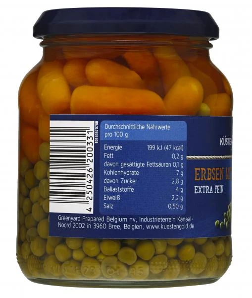 Küstengold Erbsen Mit Möhren Extra Fein 3 Küstengold Erbsen Mit Möhren Extra Fein – Bild 3