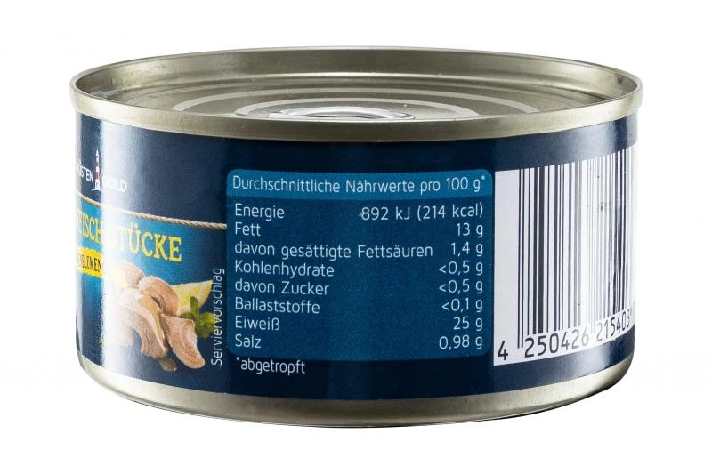 Küstengold Thunfisch-Stücke In Sonnenblumenöl 2 Küstengold Thunfisch-Stücke In Sonnenblumenöl – Bild 2