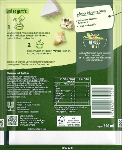 Knorr Spaghetteria Sauce Quattro Formaggi 2 Knorr Spaghetteria Sauce Quattro Formaggi – Bild 2