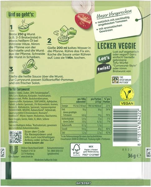 Knorr Fix Würzbasis Currywurst 2 Knorr Fix Würzbasis Currywurst – Bild 2