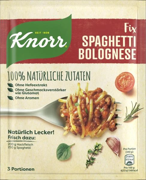 Knorr Natürlich Lecker! Spaghetti Bolognese 1 Knorr Natürlich Lecker! Spaghetti Bolognese