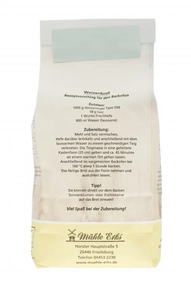 Mühle Erks Bioland Weizenmehl Type 550 3 Mühle Erks Bioland Weizenmehl Type 550 – Bild 3