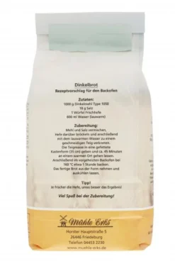 Mühle Erks Bioland Dinkelmehl Type 1050 -Lebensmittelserien Geschäft 4502110086 4038269001649 03