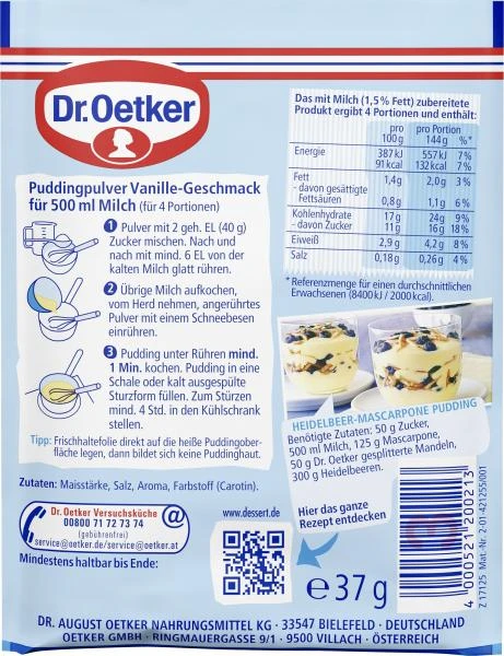 Dr. Oetker Original Pudding Vanille 2 Dr. Oetker Original Pudding Vanille – Bild 2